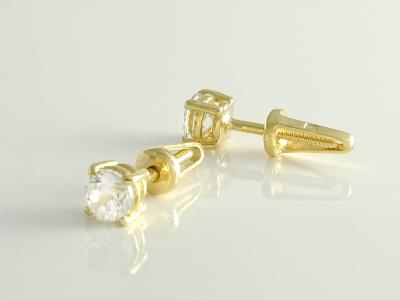  Gold earrings with zircons 4mm